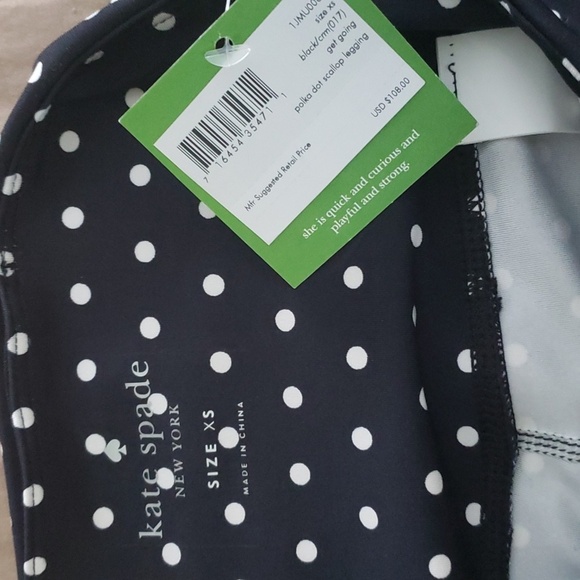 NWT Kate Spade Get Going Polka Dot Scallop Crop Leggings- XS - Picture 2 of 2